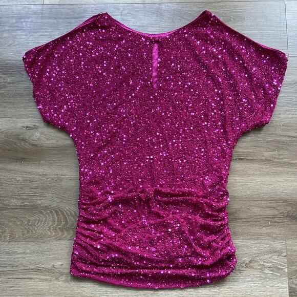 Aidan Mattox Dress Women Sz 4 Pink Cold Shoulder Sequin Showstopper Holidays - Picture 3 of 15